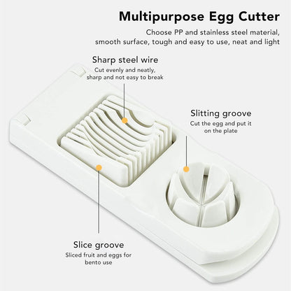 Egg Slicer Cutter, 2 in 1 Small Fruit Banana Slicer Strawberry Egg Cutter Home Kitchen Bar Tool Upgraded Egg Slicer Heavy Duty Aluminium Slicer Egg Slicer for Hard Boiled