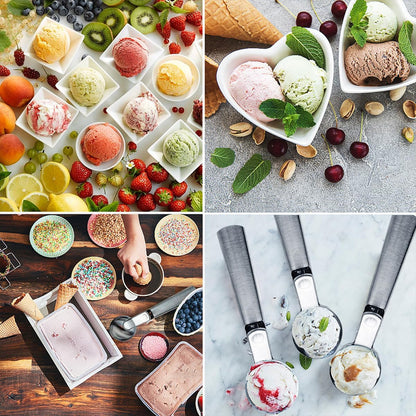 Premium Ice Cream Scoop, Stainless Steel Ice Scoop with Trigger & Ergonomic Handle - One-Push Release for Perfect Scooping, Dishwasher Safe for Ice Cream, Gelato, Sorbet, Cake Batter (1p-silver)