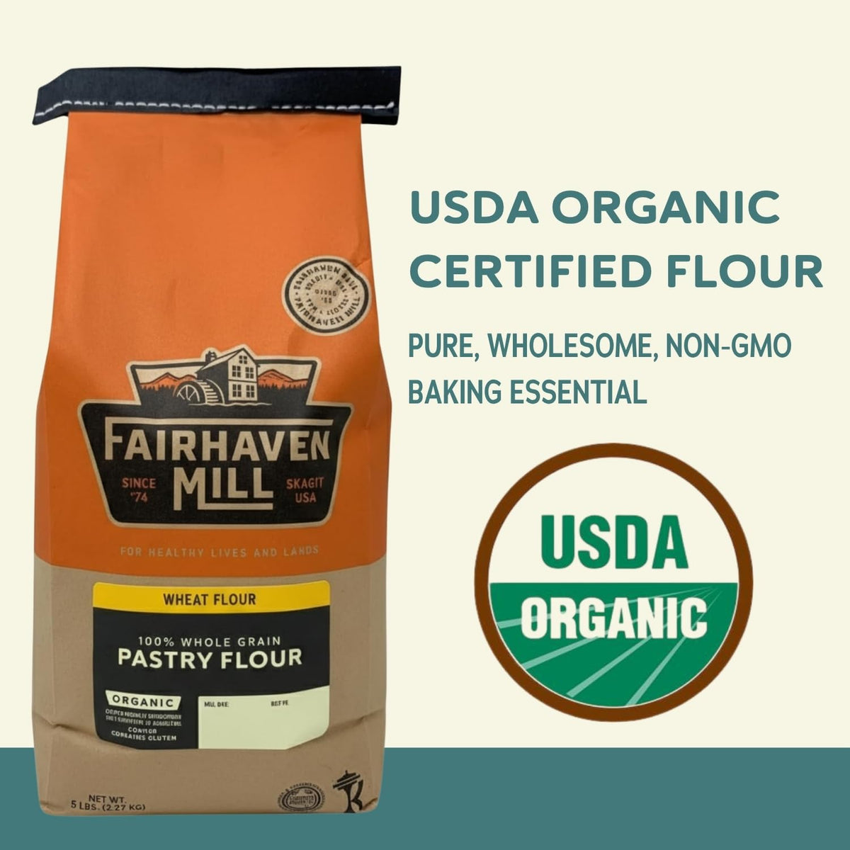 Organic Grain Pastry Flour, 5 lbs Bag