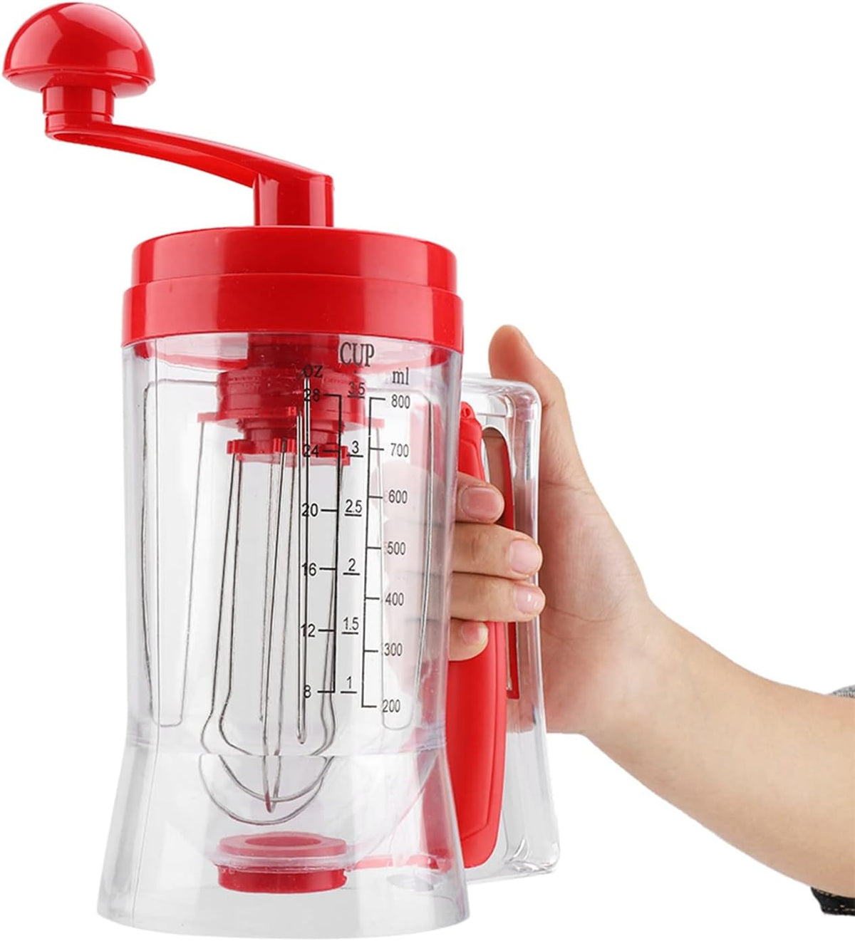 Pancake Batter Mixer and Dispenser, Hand Held Manual Pancake Cupcake Batter Mixer Dispenser Blender Machine Baking Tool for Making Cakes Waffles Betters