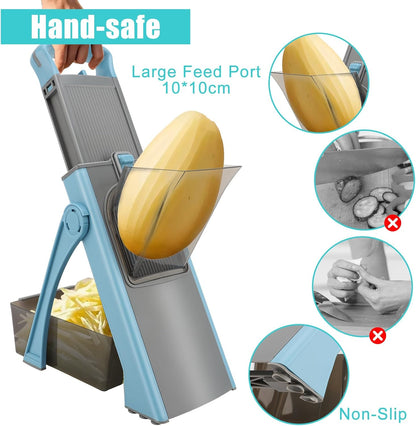 Mandoline Slicer for Kitchen, Adjustable Thickness, Blue