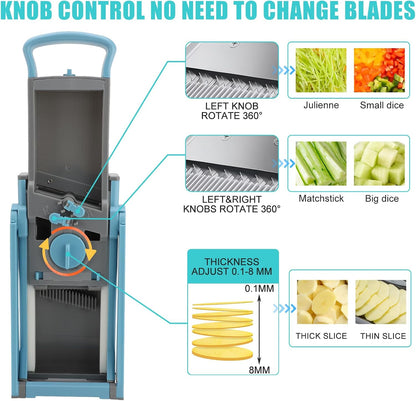 Mandoline Slicer for Kitchen, Adjustable Thickness, Blue