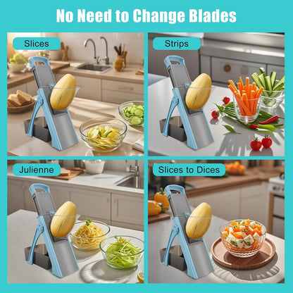 Mandoline Slicer for Kitchen, Adjustable Thickness, Blue