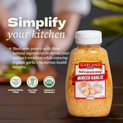 Garland Foods Minced Garlic in Water 9.5 oz | Squeezable Bottle