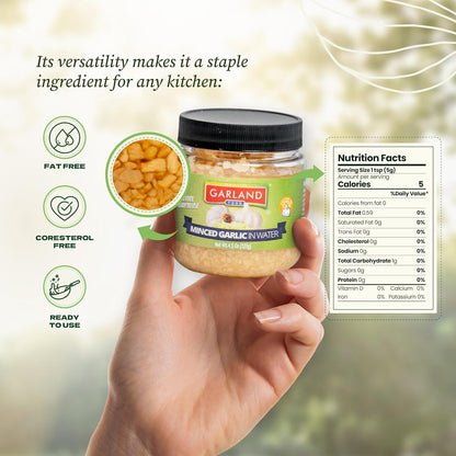 Garland Foods Minced Garlic in Water 9.5 oz | Squeezable Bottle