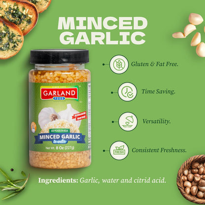 Garland Foods Minced Garlic in Water 9.5 oz | Squeezable Bottle