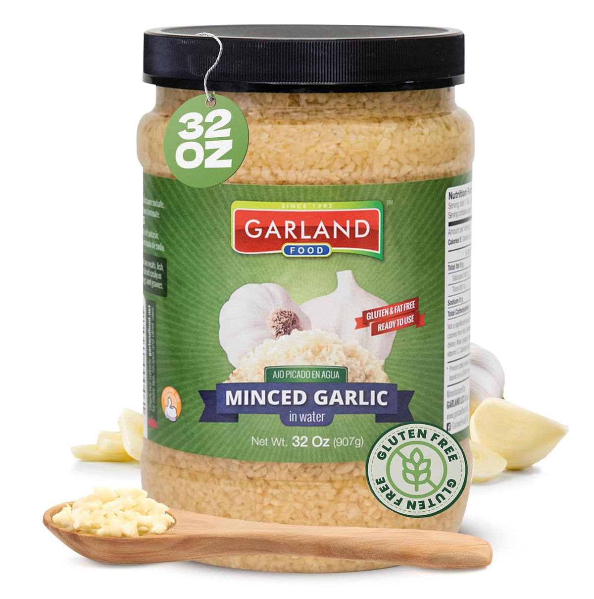 Garland Foods Minced Garlic in Water 9.5 oz | Squeezable Bottle