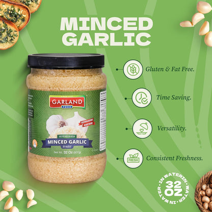 Garland Foods Minced Garlic in Water 9.5 oz | Squeezable Bottle