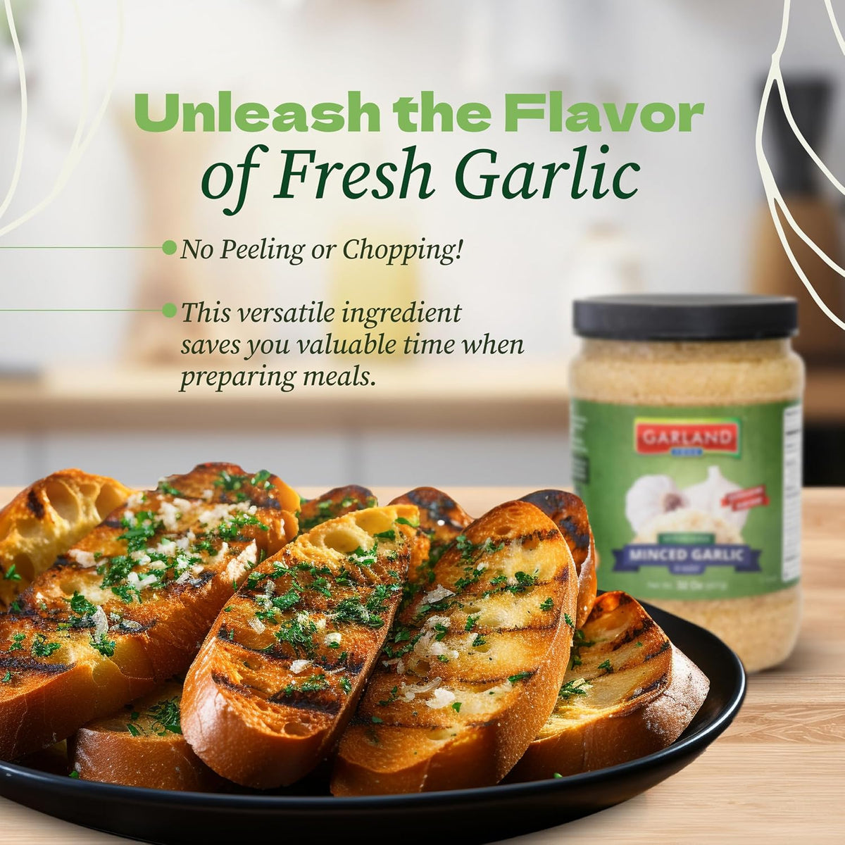 Garland Foods Minced Garlic in Water 9.5 oz | Squeezable Bottle