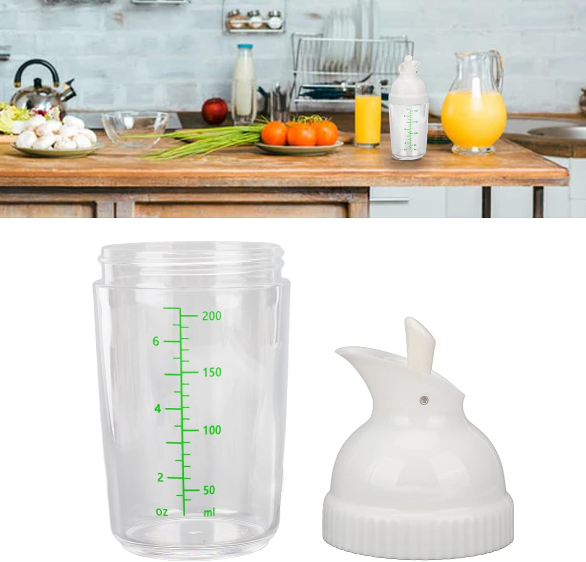 Salad Dressing Shaker, Salad Dressing Shaker BPA Free Prevent Leakage Salad Dressing Jar with Lid for Kitchen (Black) (green) 200ml