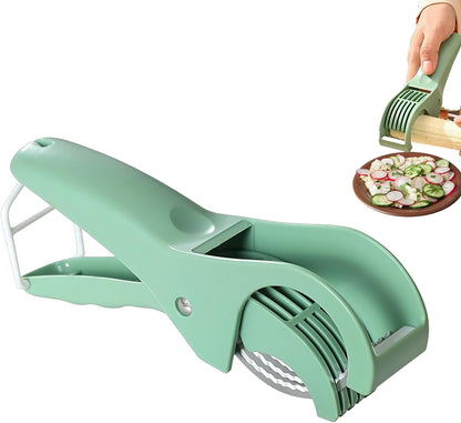 Food Manual Slicer, Multifunctional Banana Slicer And Vegetable Cutter, Stainless Steel Slicers Cutter With Abs Handle, For Banana Sausages, Cucumbers, Strawberries, Grape(Green)