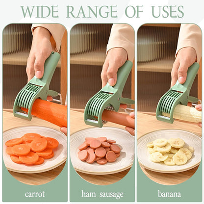 Food Manual Slicer, Multifunctional Banana Slicer And Vegetable Cutter, Stainless Steel Slicers Cutter With Abs Handle, For Banana Sausages, Cucumbers, Strawberries, Grape(Green)