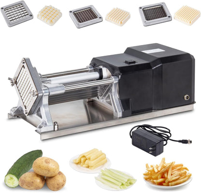 Electric Commercial French Fry Cutter Machine With 1/2 1/4 3/8 Inch Stainless Steel Blades Professional Potato For Potatos And Vegetables