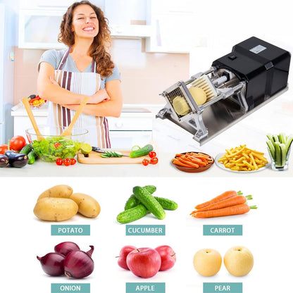 Electric Commercial French Fry Cutter Machine With 1/2 1/4 3/8 Inch Stainless Steel Blades Professional Potato For Potatos And Vegetables