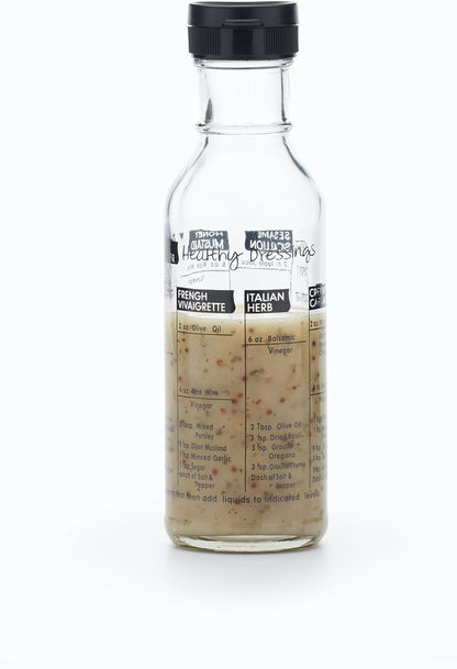 KCDRESSERGLS Salad Dressing Shaker with Recipes, Glass, 355 ml