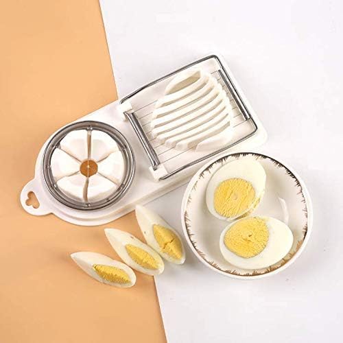 Egg Slicer Fruit Cutter,2 in 1 Stainless Steel Cutting Wires Used for Boiled Egg, Strawberries,Banana and kiwi fruit(White)