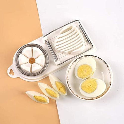 Egg Slicer Fruit Cutter,2 in 1 Stainless Steel Cutting Wires Used for Boiled Egg, Strawberries,Banana and kiwi fruit(White)