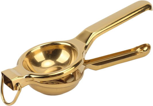Manual Citrus Juicer Stainless Steel, Long Ergonomic Handle Lemon Squeezer Gold Finish