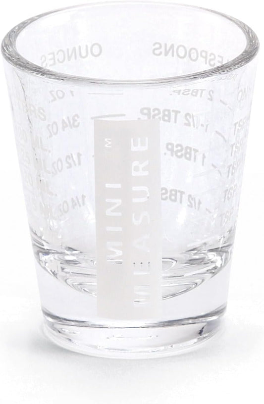 Mini Measure Heavy Glass, 20-Incremental Measurements Multi-Purpose Liquid and Dry Measuring Shot Glass, White