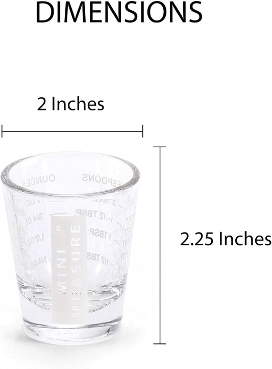 Mini Measure Heavy Glass, 20-Incremental Measurements Multi-Purpose Liquid and Dry Measuring Shot Glass, White