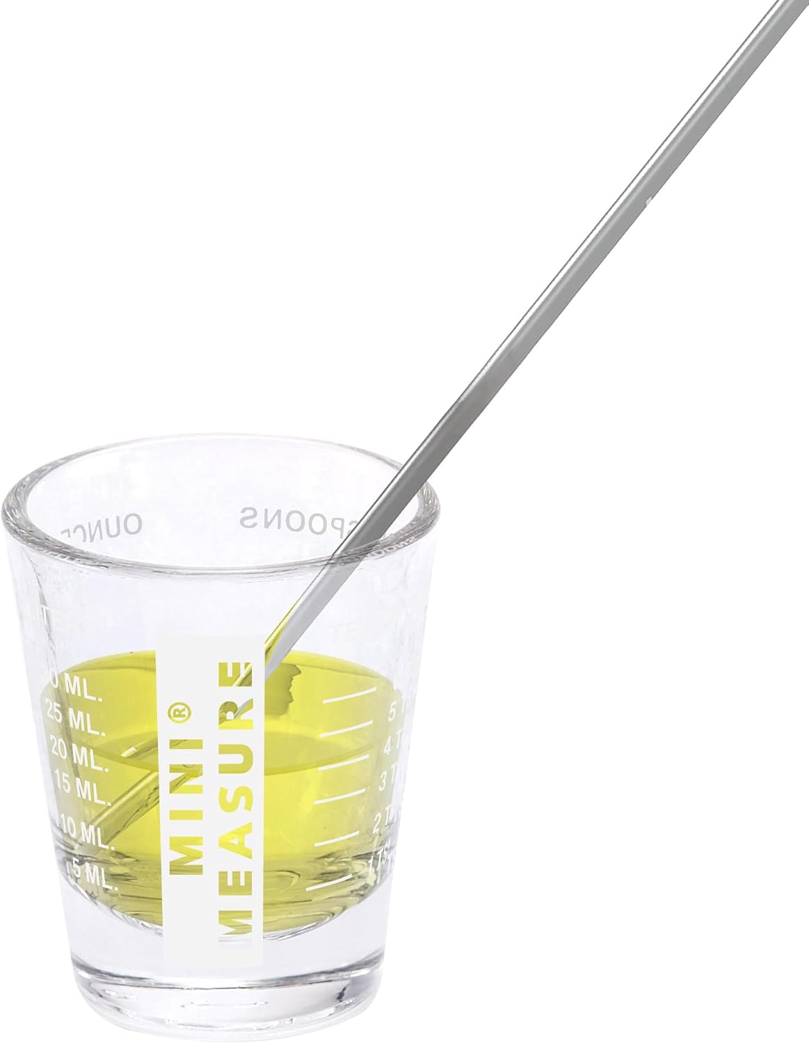 Mini Measure Heavy Glass, 20-Incremental Measurements Multi-Purpose Liquid and Dry Measuring Shot Glass, White