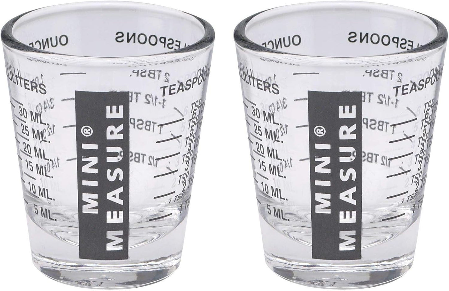 Mini Measure Heavy Glass, 20-Incremental Measurements Multi-Purpose Liquid and Dry Measuring Shot Glass, White