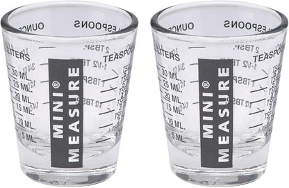 Mini Measure Heavy Glass, 20-Incremental Measurements Multi-Purpose Liquid and Dry Measuring Shot Glass, White