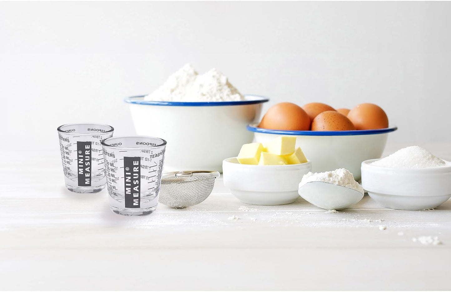 Mini Measure Heavy Glass, 20-Incremental Measurements Multi-Purpose Liquid and Dry Measuring Shot Glass, White