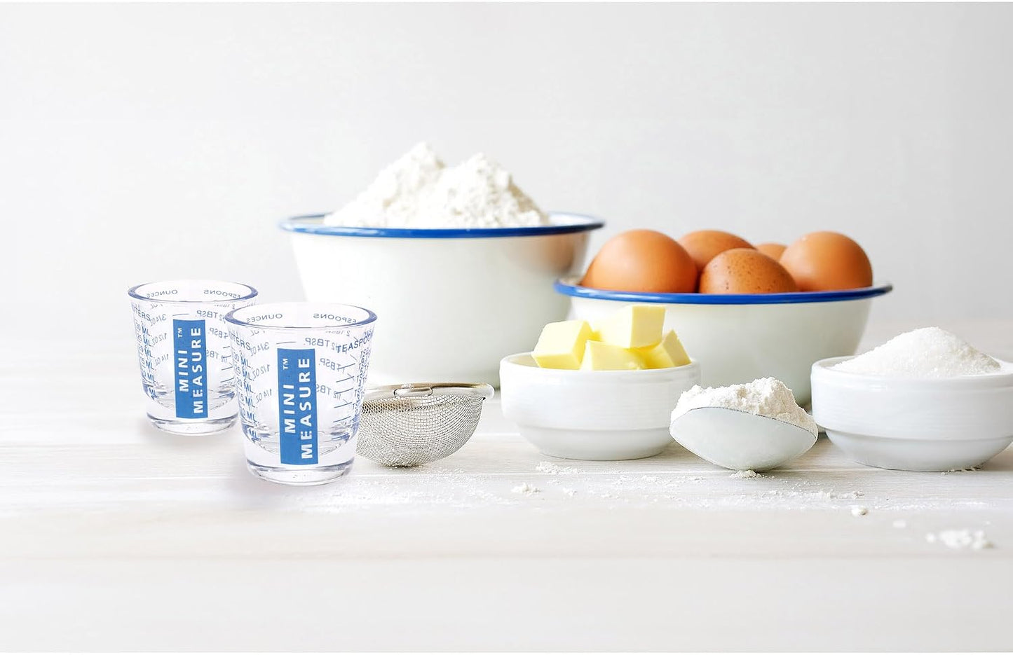 Mini Measure Heavy Glass, 20-Incremental Measurements Multi-Purpose Liquid and Dry Measuring Shot Glass, White
