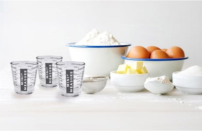 Mini Measure Heavy Glass, 20-Incremental Measurements Multi-Purpose Liquid and Dry Measuring Shot Glass, White