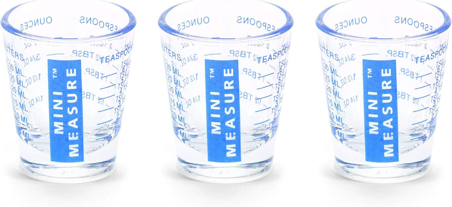 Mini Measure Heavy Glass, 20-Incremental Measurements Multi-Purpose Liquid and Dry Measuring Shot Glass, White