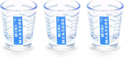 Mini Measure Heavy Glass, 20-Incremental Measurements Multi-Purpose Liquid and Dry Measuring Shot Glass, White