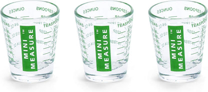 Mini Measure Heavy Glass, 20-Incremental Measurements Multi-Purpose Liquid and Dry Measuring Shot Glass, White