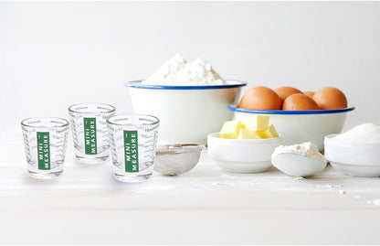 Mini Measure Heavy Glass, 20-Incremental Measurements Multi-Purpose Liquid and Dry Measuring Shot Glass, White
