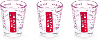 Mini Measure Heavy Glass, 20-Incremental Measurements Multi-Purpose Liquid and Dry Measuring Shot Glass, White