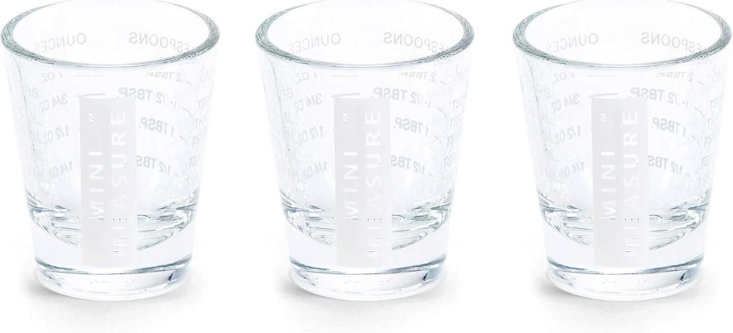 Mini Measure Heavy Glass, 20-Incremental Measurements Multi-Purpose Liquid and Dry Measuring Shot Glass, White