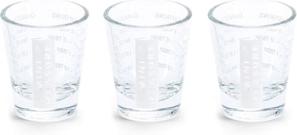 Mini Measure Heavy Glass, 20-Incremental Measurements Multi-Purpose Liquid and Dry Measuring Shot Glass, White