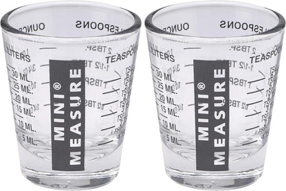 Mini Measure Heavy Glass, 20-Incremental Measurements Multi-Purpose Liquid and Dry Measuring Shot Glass, White