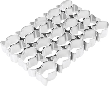 25PCS Stainless Steel Mini Goldfish Cookie Cutter Set Cookie Embossing Baking Tool Pastry Non Stick Dough Tool with Cleaning Brush For DIY Creative Projects