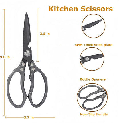 AWinjoy Kitchen Scissors, Heavy Duty Sharp Shears Dishwasher Safe, Kitchen Accessories Cooking Shears for Meat Chicken Fish Poultry Herb Bread (gold)