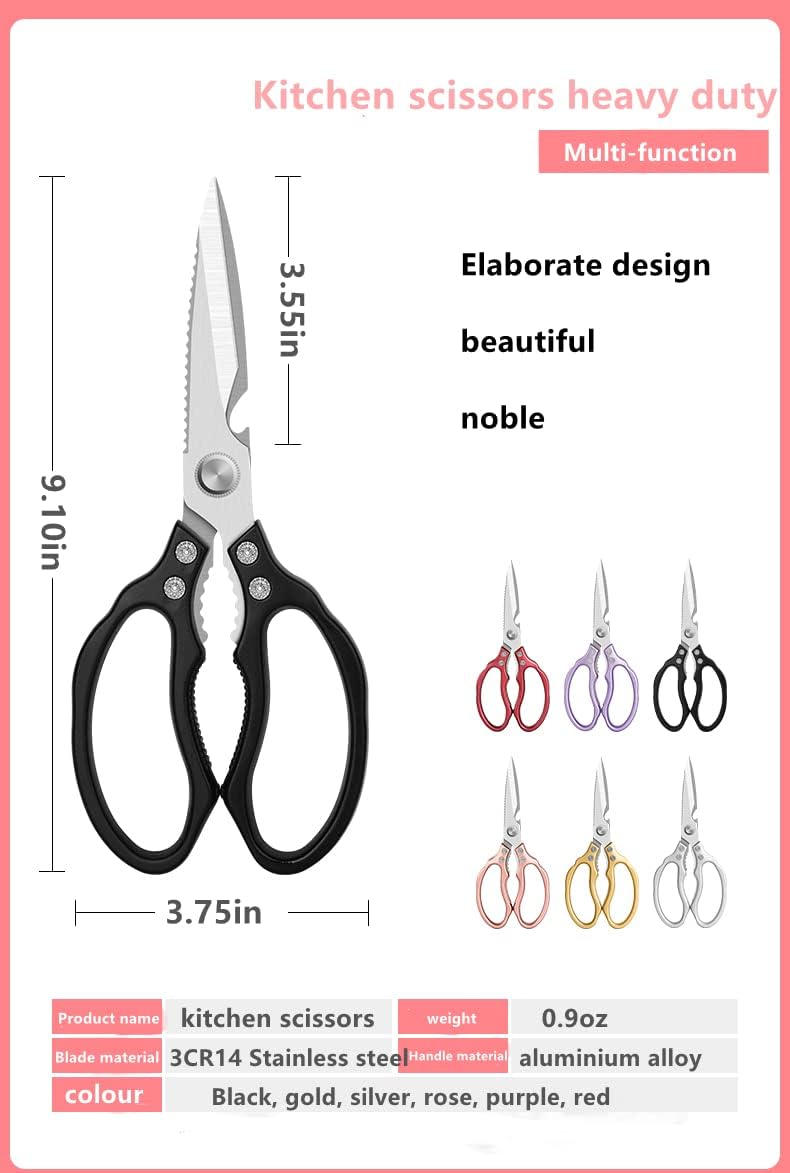 AWinjoy Kitchen Scissors, Heavy Duty Sharp Shears Dishwasher Safe, Kitchen Accessories Cooking Shears for Meat Chicken Fish Poultry Herb Bread (gold)