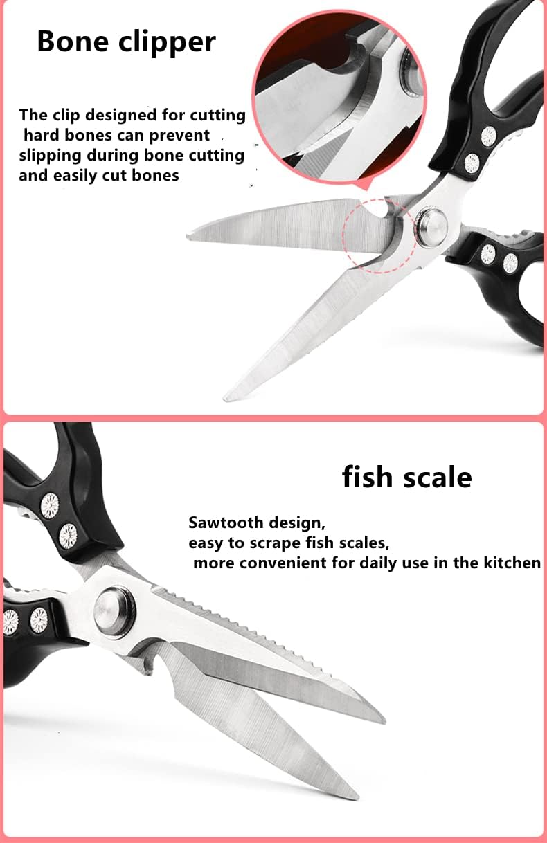 AWinjoy Kitchen Scissors, Heavy Duty Sharp Shears Dishwasher Safe, Kitchen Accessories Cooking Shears for Meat Chicken Fish Poultry Herb Bread (gold)