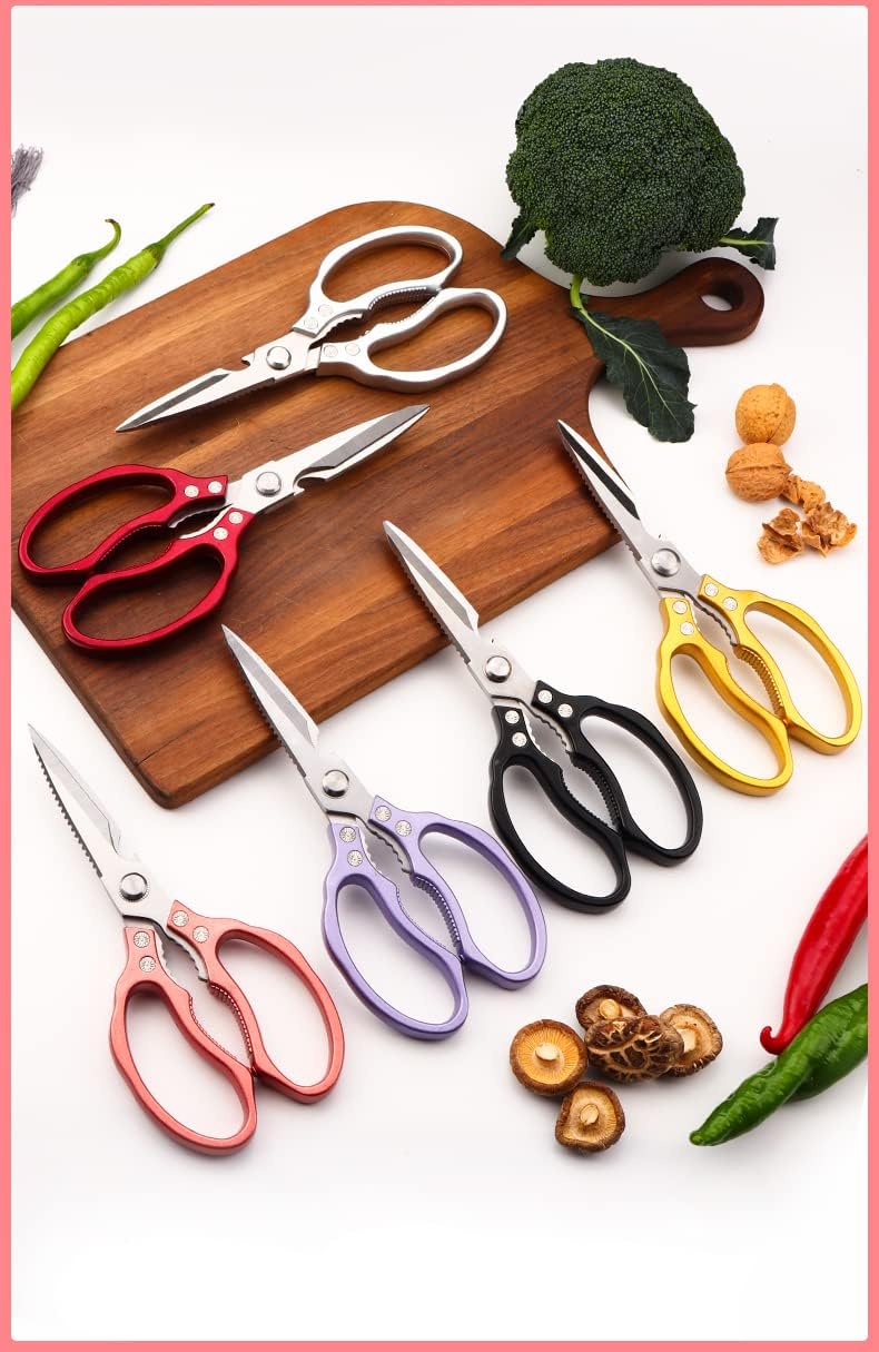 AWinjoy Kitchen Scissors, Heavy Duty Sharp Shears Dishwasher Safe, Kitchen Accessories Cooking Shears for Meat Chicken Fish Poultry Herb Bread (gold)