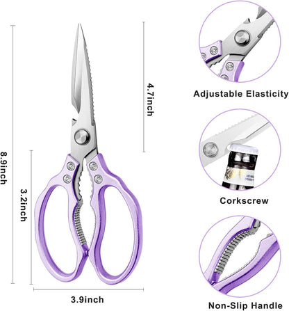 AWinjoy Kitchen Scissors, Heavy Duty Sharp Shears Dishwasher Safe, Kitchen Accessories Cooking Shears for Meat Chicken Fish Poultry Herb Bread (gold)