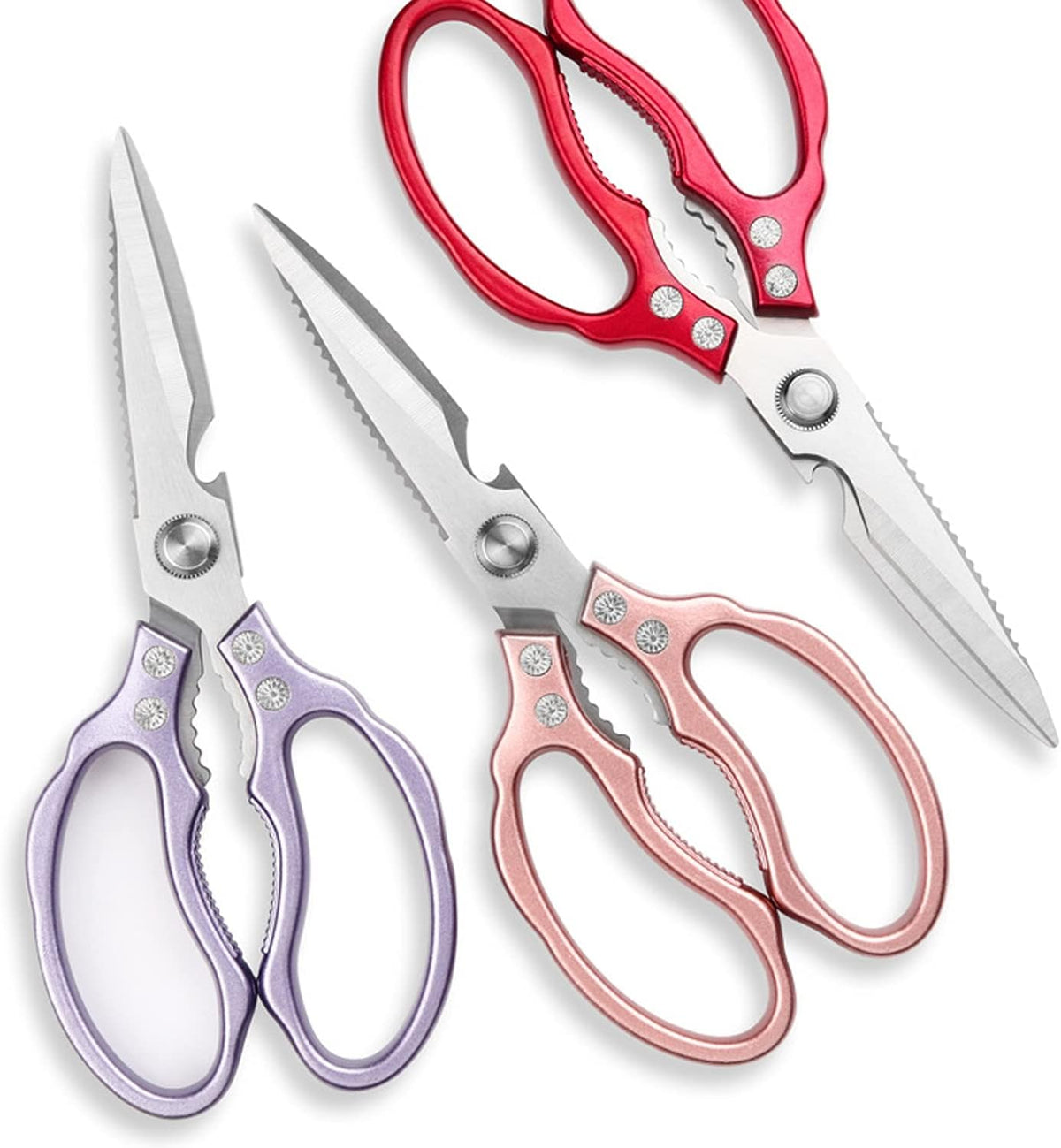 AWinjoy Kitchen Scissors, Heavy Duty Sharp Shears Dishwasher Safe, Kitchen Accessories Cooking Shears for Meat Chicken Fish Poultry Herb Bread (gold)