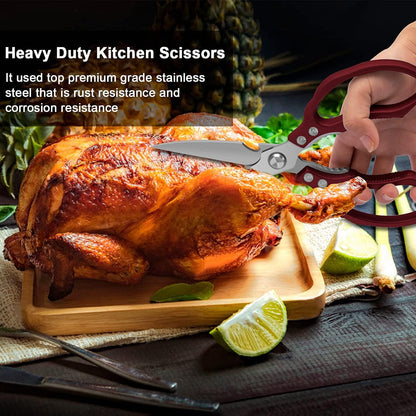 AWinjoy Kitchen Scissors, Heavy Duty Sharp Shears Dishwasher Safe, Kitchen Accessories Cooking Shears for Meat Chicken Fish Poultry Herb Bread (gold)