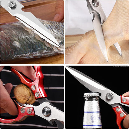 AWinjoy Kitchen Scissors, Heavy Duty Sharp Shears Dishwasher Safe, Kitchen Accessories Cooking Shears for Meat Chicken Fish Poultry Herb Bread (gold)