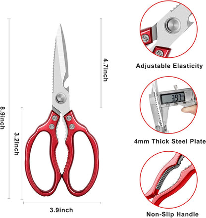 AWinjoy Kitchen Scissors, Heavy Duty Sharp Shears Dishwasher Safe, Kitchen Accessories Cooking Shears for Meat Chicken Fish Poultry Herb Bread (gold)