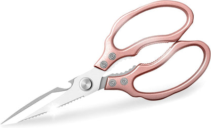 AWinjoy Kitchen Scissors, Heavy Duty Sharp Shears Dishwasher Safe, Kitchen Accessories Cooking Shears for Meat Chicken Fish Poultry Herb Bread (gold)