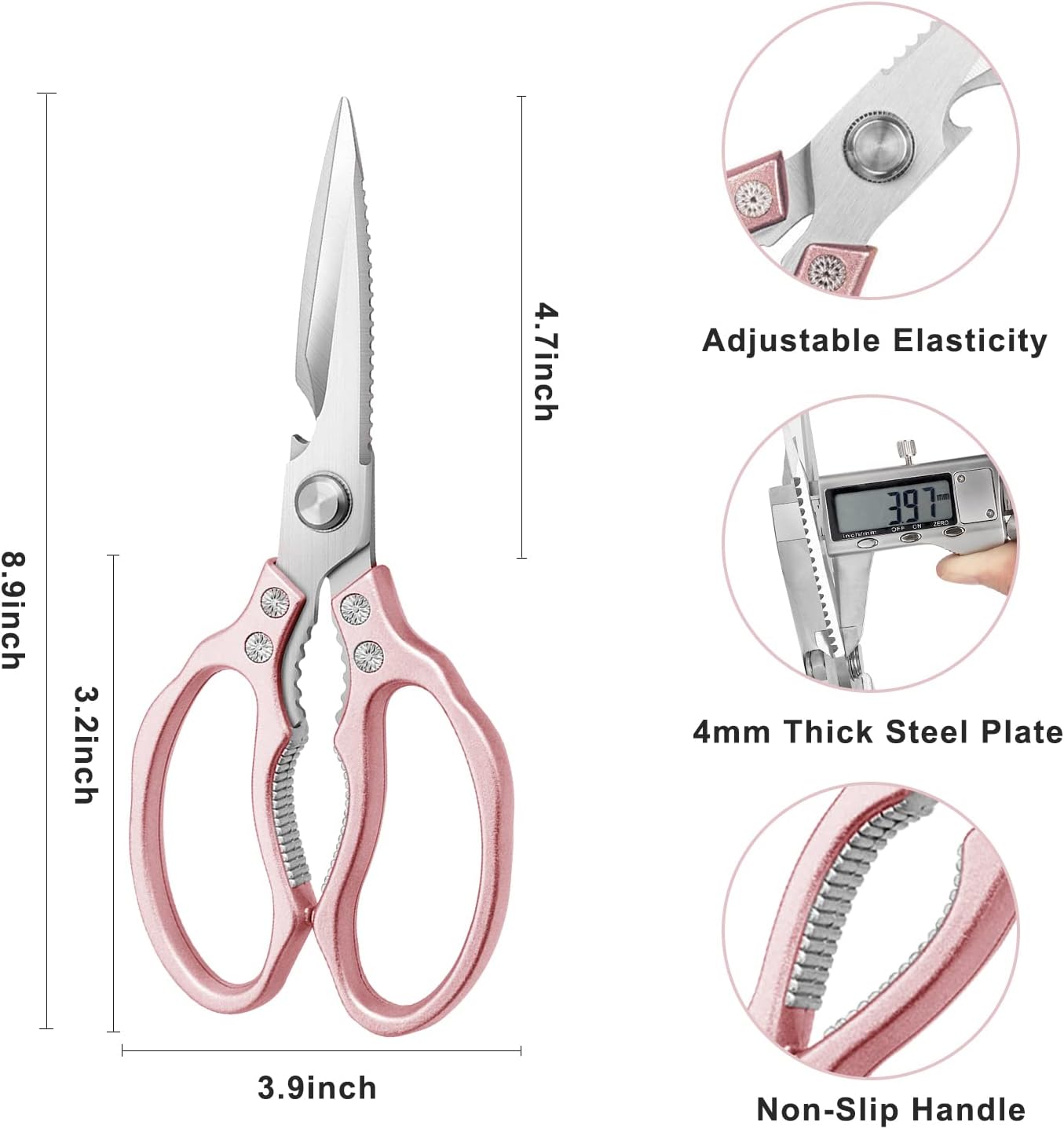 AWinjoy Kitchen Scissors, Heavy Duty Sharp Shears Dishwasher Safe, Kitchen Accessories Cooking Shears for Meat Chicken Fish Poultry Herb Bread (gold)